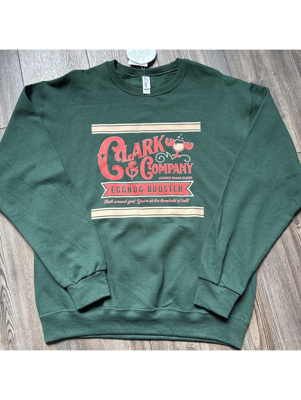 JERZEES NuBlend Men's dark green Crew Neck Pullover Fleece griswold Sweatshirt M
